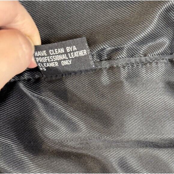 Motorcycle Biker Vest Mens XL Black Leather USA Flag Patriotic Snap Vintage 90s - Picture 7 of 7